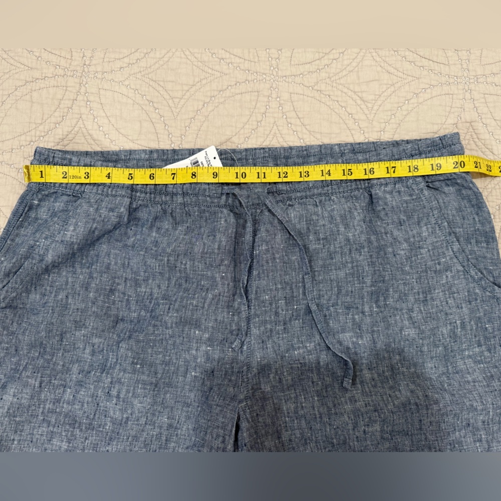 NWT L.L. Bean 100% Linen Pants Size 20 Blue Drawstring Elastic Waist Relaxed - Picture 8 of 10